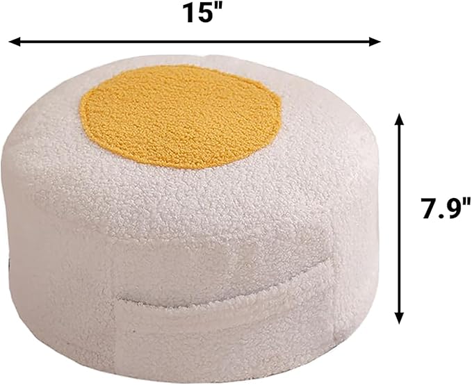 Round Pouf Ottoman Foot Rest, Stuffed Floor Pouf Foot Stool with Foam Chunk, Fluffy Storage Ottomans for Living Room Home Decor, Pink