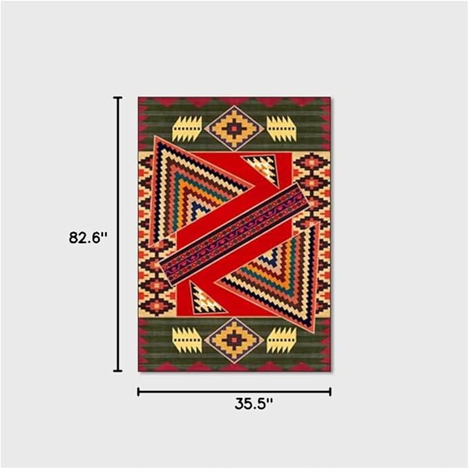 Vintage Boho Area Rugs Multicolor Ethnic Style Geometric Splicing Carpets Bedroom Living Room Kitchen Floor Mats Indoor Outdoor Non-Shedding Runner Rug Home Décor Carpet 3' X 7'