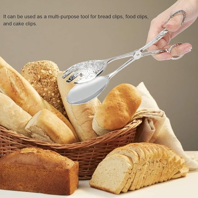 Serving Tongs 9.1in Zinc Alloy Non-Slip Silver Finish