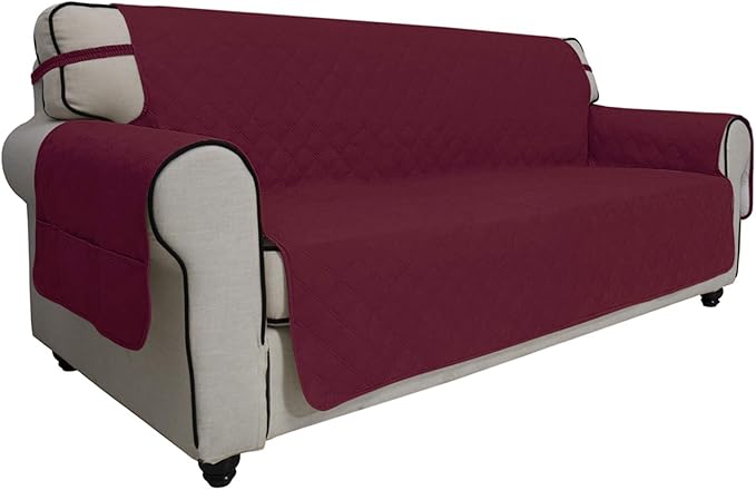 Easy-Going Sofa Slipcover Oversized Sofa Cover Waterproof Couch Cover Furniture Protector Cover Pets Covers Washable Non-Slip Fabric Pets Kids Children Dog Cat (Oversized Sofa, Wine)