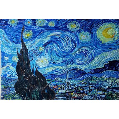 9x6ft Van Gogh Starry Sky Backdrop Abstract Stars Wall Oil Painting Photography Background Van Gogh Aesthetic Artwork for Wallpaper Decoration Birthday Party Baby Shower Wedding Photo Studio Props - size: 9x6ft