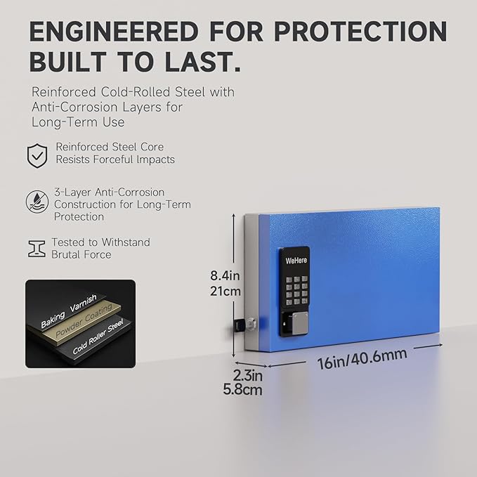 WeHere 24-Key Smart Key Lock Box Wall-Mount, Key Cabinet with Key Management App(Track Key Borrow/Return), Keypad, Bluetooth & WiFi Unlock (Sold Separately) for Commercial, School, Rental, Office