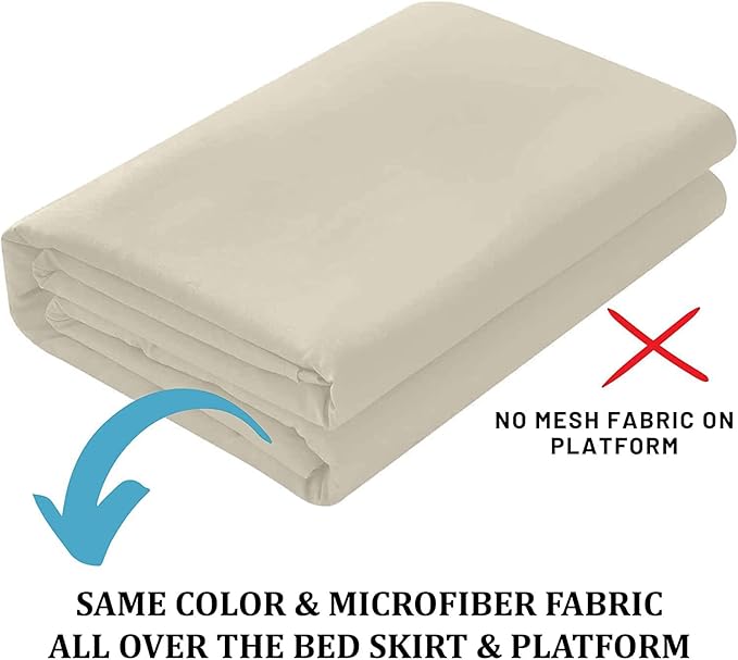 SKY BEDDINGS - Twin Size Ruffled Bed Skirt with Split Corners - 18 Inch Drop Dust Ruffle Bed Skirt with Platform Three Sided Coverage - 100% Microfiber, Ivory
