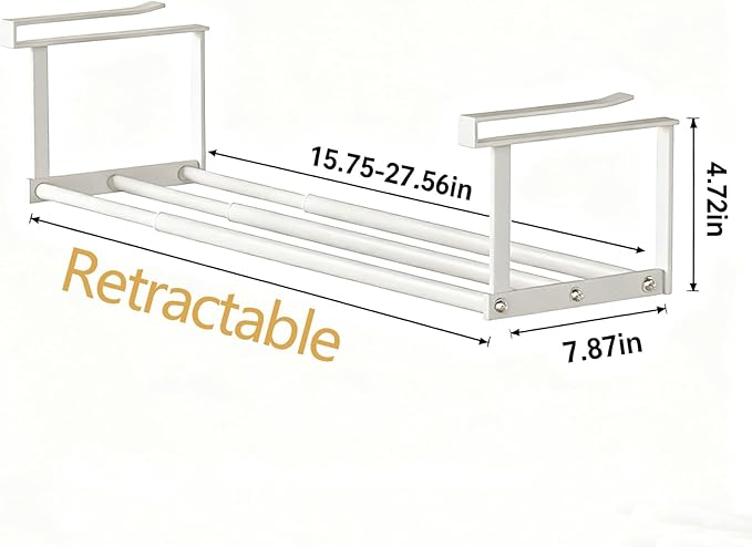 Under-Shelf Expandable Shoe Rack Organizer, White Metal, 40-70cm Width Adjustable, Cabinet Storage for Closet，Retractable Shoe Rack Organizer，Expandable（4 Pcs）