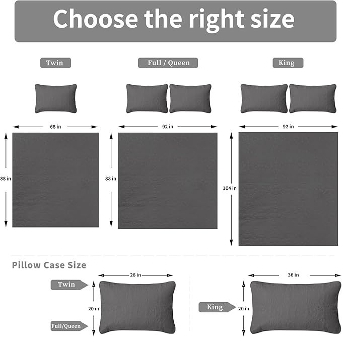 Easy-Going Full/Queen Size Reversible Quilt Set with 1 Quilt and 2 Pillow Shams, Soft Bed Quilt Cover, Water Resistant Lightweight Microfiber Bedspread, Stain Resistant, Damask-Gray/Light Gray