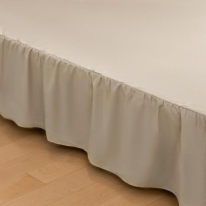 Bed Skirt Queen Size Ruffled Bed Skirts with Split Corners, 18 Inch Drop Dust Ruffle Bed Skirt with Platform - Queen, 18 Inch, Light Camel