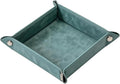 Valet Tray Desktop Storage Organizer – Vegan Leather Catchall Bedside Vanity Tray Nightstand Caddy Holder for Remote Controller, Watch, Keys, Phone, Wallet, Coin, Jewelry, Stone Green