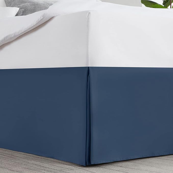 Nestl Navy Blue Twin XL Bed Skirt - Twin XL Size Bed Skirt 14 Inch Drop - Brushed Microfiber Bed Skirts - Hotel Quality Pleated Bed Skirt - Shrinkage & Fade Resistant