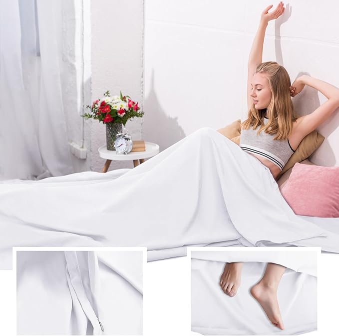 Sleeping Bag Liner,Travel Sheet & Adult Sleep Sack, Camping Sheets Travel Sleep Sack for Backpacking,Hotels & Hostels -Lightweight Single &Double Travel Sheet Camping Sheets