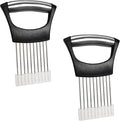 2-Pack Stainless Steel Onion Holder Slicer & Meat Chopper, Green