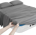 Magik & Kover Twin Sheets Set for Kids Air Mattress - 4 Piece Deep Pocket Sheet Sets Up to 24 Inches - Soft & Breathable Twin Air Mattress Sheets with Extra Deep Pocket - Grey