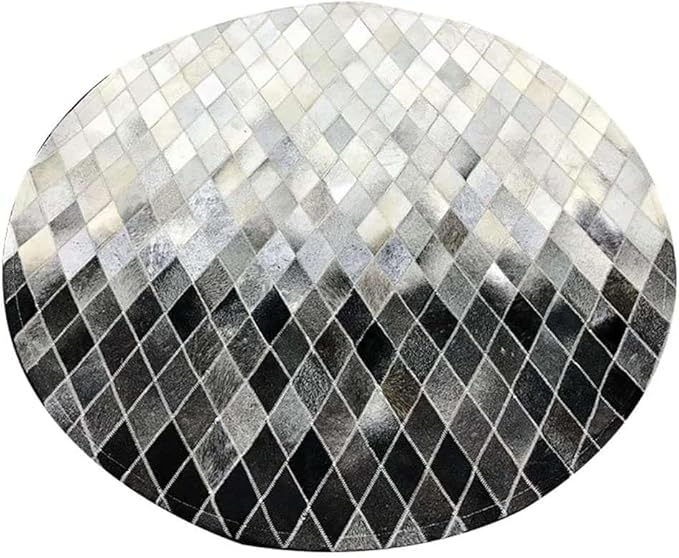 Round Area Rug – Modern Geometric Diamond Pattern Carpet for Living Room, Bedroom, Nursery, Office & Home Décor – Soft Anti-Slip Indoor Floor Mat - (Grey, 3×3ft)