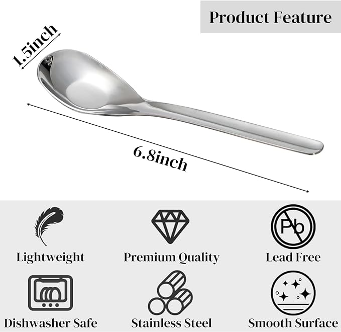 ZAVOOS 12 Pack Stainless Steel Soup Spoons, Premium Mirror Polished
