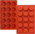 FUGZAUD 2PACK Silicone Cylinder Molds,15-Cavity Round Candy Chocolate Mold, Handmade Soap Silicone Mould, for Mini Muffin, cake,Jelly, Dessert, Ice Cube