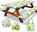 RNOONY 6ft Polyester Picnic Table Cover with Bench Covers Windproof & Waterproof Tablecloth, Perfect for Camping Gifts & RV Essentials, Cool Camping Gadgets, with Carrying Bag, 72x30 Inches, 4Pcs