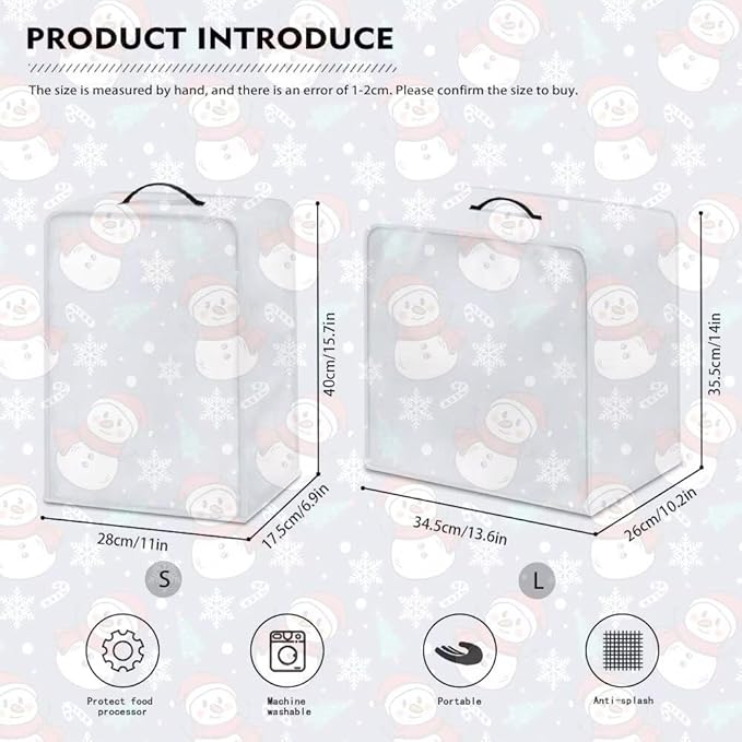 Christmas Coffee Maker Cover, Cute Snowman Cardinal Coffee Dust Protector Washable Foldable