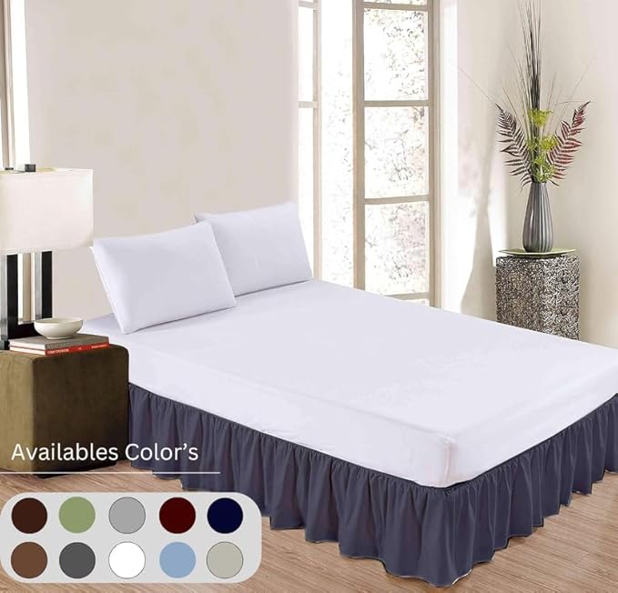 Ruffle Bed Skirt with Split Corners, Microfiber Dust Ruffled for a Perfectly Tailored Bedding Ensemble, Wrinkle and Fade Free, Easy Fit, King Size 21 Inch Drop, Dark Grey