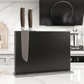 THMINS Magnetic Knife Holder, Double-Sided Magnetic Knife Block, 304 Stainless Steel Knife Holder for Kitchen Counter, Black Knife Stand