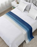 Abstract Navy Blue Ombre Stripe Art Bed Runners for Bedroom Hotel,Decorative Bedding Scarf Modern Color Line Texture Bed End Blanket Bedding Runner Scarves for Twin Size Bed,71x20in