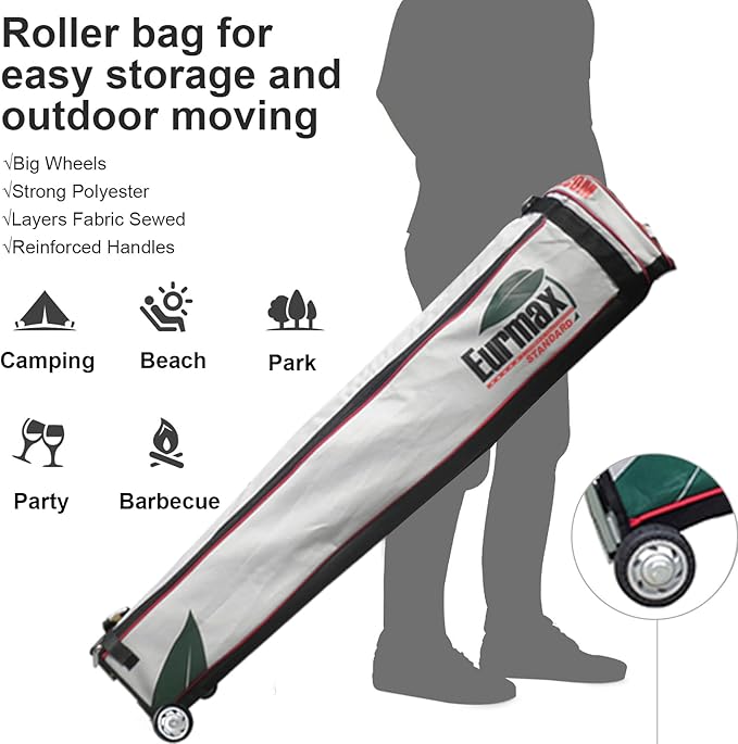 Eurmax USA 10x10ft Pop Up Canopy,Commercial Instant Tent for Outdoor Events,Patented No-Tip Rolling Storage Bag with 4 Sandbags,UV & Water Resistant,Heavy Duty Portable Shelter Gazebo,Purple