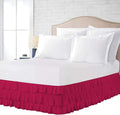 Multi-Ruffle Bed Skirt, Soft Multi Elastic Dust Ruffles with Wrap Around Bed Skirt Easy Fit with 18 Inch Drop 100% Cotton 800 Thread Count (California King, Hot Pink)