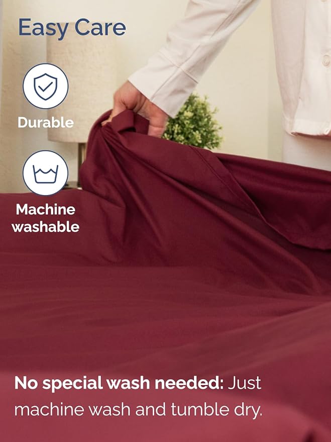 Extra Deep Pocket Queen Sheet Set - 4 Piece Breathable & Cooling Bed Sheets - Hotel Luxury Sheet Set - Soft, Wrinkle Free and Comfy - Easily Fits Extra Deep Mattresses - Deep Pocket Burgundy Sheets