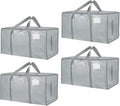 4 Pack-Extra Large Heavy Duty Moving Bags - Waterproof Storage Totes with Handles & Zippers, Foldable for College Dorm, Storage (light gray)