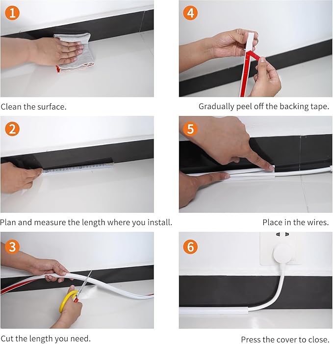 Cord Hider for Wall Mounted TV, 39" Cable Cover for 2-3 Cables with Side Open, Flexible Silicone Wire Raceway Management,Self-Adhesive Cord Organizer,Wire Concealer Channel, White