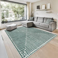 GLN Rugs Contemporary Collection - Machine Washable Area Rug, Contemporary Washable, Non Slip, Low Pile Chenille Rug, Living Room, Bedroom, Kitchen Rug (6' x 9' Beige Green)