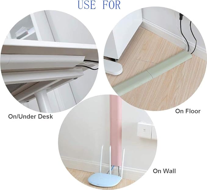 Cable Concealer Cord Cover, Airlxf 4 PCS Self-Adhesive Wall Cable Covers with 8 PCS Double-side Tapes for TV Computer Office Theater (4PCS Green)