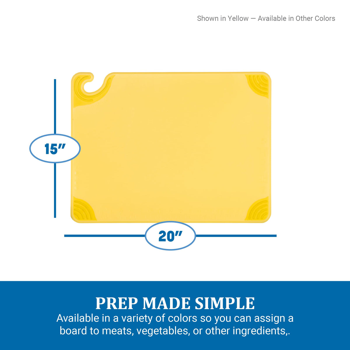 San Jamar Saf-T-Grip Cutting Board With Molded-In Ruler, Plastic Chopping Board for Kitchen, 15" x 20" x 0.5", 1 Count, Blue