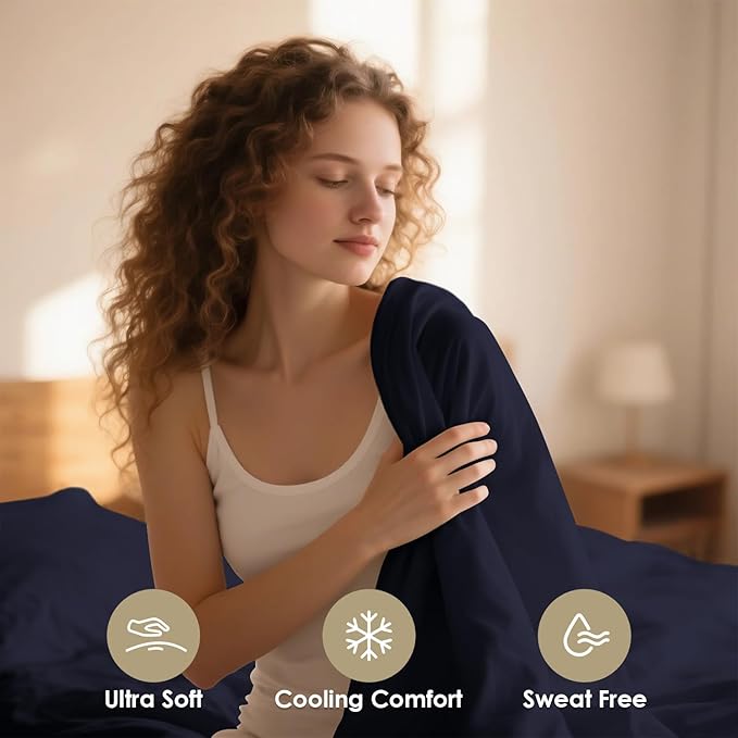 Twin Sheet Set - 3 Piece Super Soft Breathable Bed Sheet & Pillowcase Set, 16" Deep Pocket Hotel Luxury Wrinkle Free Easy Care Bedding Sheets, Dark Blue