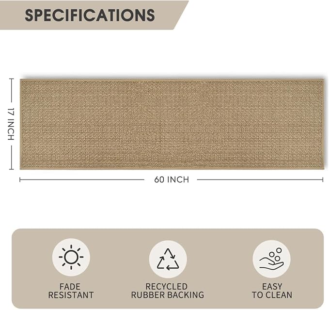 Artoid Mode Non Skid Kitchen Rugs and Mats, Absorbent Washable Doormat for Kitchen Floor in Front of Sink 17x60 Inch