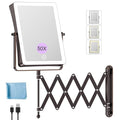 FASCINATE 5000mAh Rechargeable Wall Mounted Makeup Mirror with Lights, 8.7 Inch Double Sided Touch Switch 1X 30X Magnifying Bathroom Mirror, 3 Color Lights Dimmable Extended Arm 360°Rotation (Bronze)