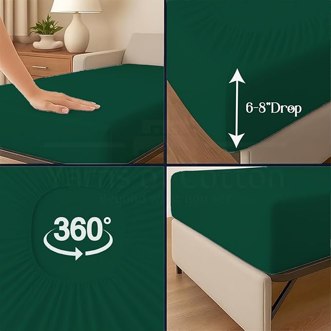 Sleeper Sofa 4 Piece Bed Sheet Set Premium Quality 100% Cotton 500 Thread Count, Smooth & Super Soft Sateen Weave, Extra Soft Bed Sheets, Wrinkle Free, 4 Inch Deep Pocket (Full, Olive)