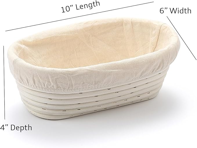 Saint Germain Bakery 10-Inch Oval Banneton Proofing Basket with Liner