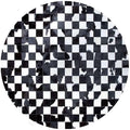 Sn Alef Home Black & White Round Rug | Checkered Floral Designer Carpet for Living Room | Handcrafted Circular Floor Mat for Home Decor & Meditation Space(4x4)