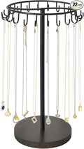 Mkono Necklace Holder Metal Jewelry Display Stand Necklace Organizer with 22 Hooks for Storage and Hanging Bracelet Keychain Home Room Decor for Women,Black