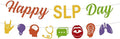 National SLP Day Decorations - 2PCS Gittler Happy SLP Day Speech Language Pathologist Awareness Banners Decor, Colorful Speech Therapy Month Party Supplies (No-DIY)