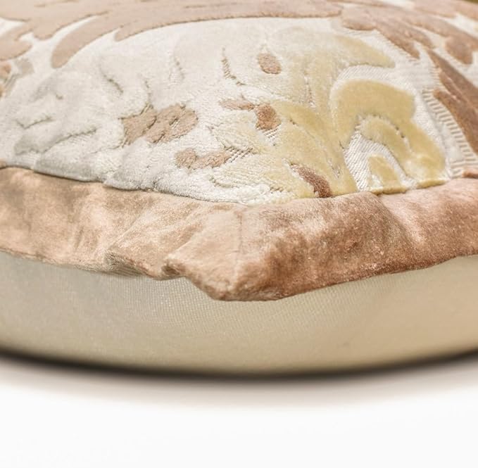 The HomeCentric King/Queen/Twin Beige Decorative CA King 86"x18" Bed Runner Without Pillow Cover, Damask Bed Scarf on Velvet Fabric - Emmeline