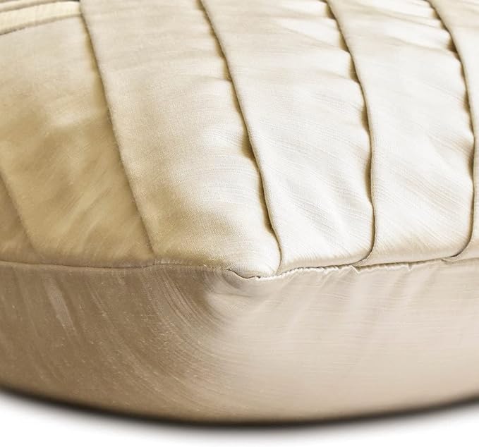 The HomeCentric King/Queen/Twin Ivory Designer King 90"x18" Bed Runner with 2 Pillow Cover, Pintucks, Textured & Satin Bed Scarf on Satin Fabric - Glazed Satin
