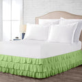 Multi-Ruffle Bed Skirt, Soft Multi Elastic Dust Ruffles with Wrap Around Bed Skirt Easy Fit with 18 Inch Drop 100% Cotton 800 Thread Count (Queen, Sage)