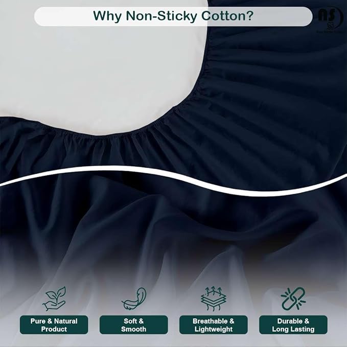 NON Sticky cotton Twin Size Sleeper Sofa Sheets, 4 Piece Egyptian Cotton Bed Sheet Set for Sofa Bed, 6" Deep Pocket Fitted Sheet for Pull Out Couch Mattress, 39" x 75", Navy Blue Solid