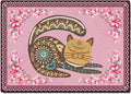 Cartoon Animal Pattern Area Rug Cute Cat Luxury Floral Decor for Carpet Farmhouse Bedroom Living Room Rugs Bathroom Kitchen Runner Mat Indoor Outdoor Non Slip Doormat 3' X 3'