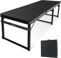 6FT x 2FT Folding Camping Table with Aluminum Alloy Legs, Adjustable Height Portable Outdoor Picnic Table for Camping, Travel, Parties, Kids Crafts, and Market Vendor Use