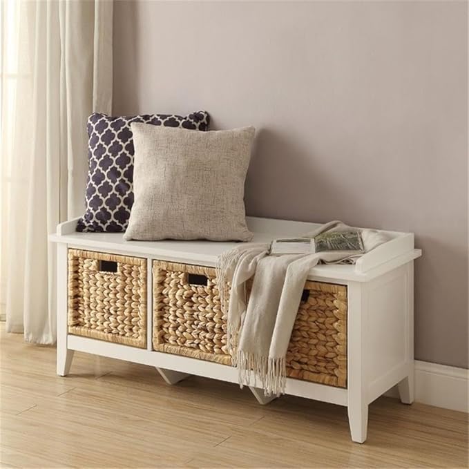 Acme Flavius 3-Drawer Wooden Storage Bench in White