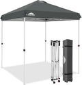 EAGLE PEAK Pop Up Canopy Tent with Wheeled Carry Bag, 8 Stakes, 4 Ropes, Easy Set Up Tent Canopy, 6.6x6.6 ft, Gray