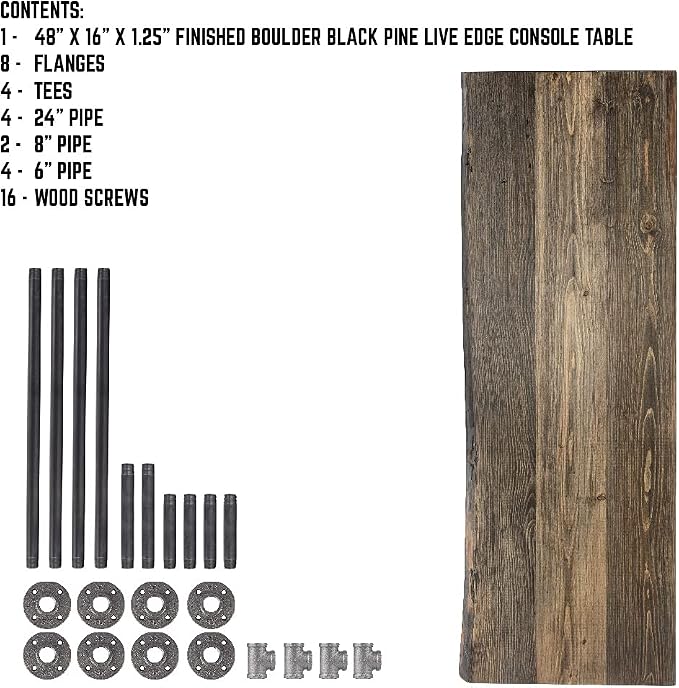 Restore by Pipe DÉCOR Live Edge Wood Console Table 48 in. x 16 in. x 34 in.