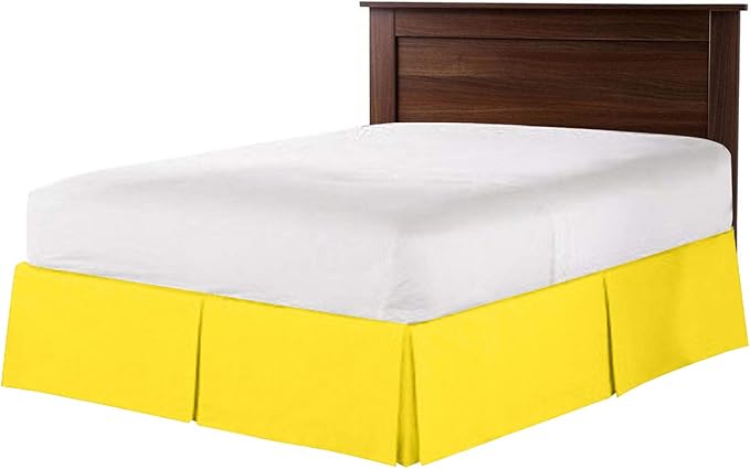 Bed Skirt - 100% Cotton 800 Thread Count Box Pleated Bed Skirt - Luxury Pleated Dust Ruffle, Hotel Quality Modern Bed Skirt, Easy Fit with 12 Inch Tailored Drop, Twin XL, Yellow