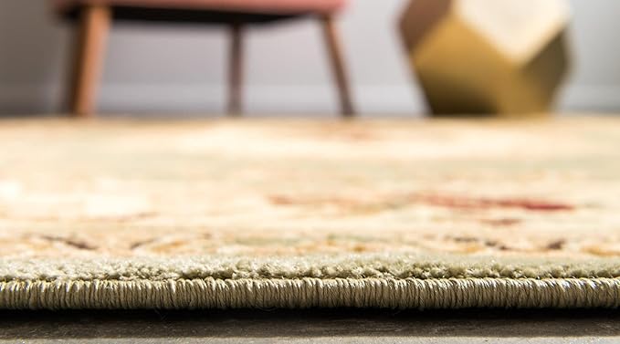 Rugs.com Chateau Collection Rug – 10 Ft Runner Green Medium Rug Perfect for Hallways, Entryways